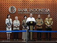 Menteri Sekretaris Negara, Prasetyo Hadi saat menyampaikan konferensi pers di Bank Indonesia, Jakarta, Senin (27/7/2026). (Dok. Bank Indonesia)