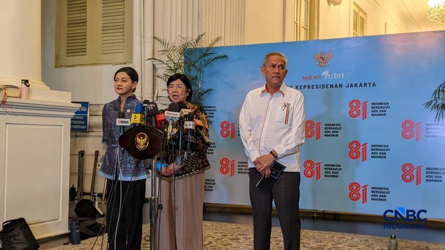 Pjs Gubernur BI Destry Damayanti konpres di Istana Negara, Jakarta, Senin (27/7/2026). (CNBC Indonesia/Emir Yanwardhana)