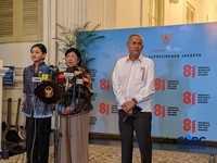 Pjs Gubernur BI Destry Damayanti konpres di Istana Negara, Jakarta, Senin (27/7/2026). (CNBC Indonesia/Emir Yanwardhana)