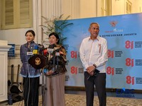 Pjs Gubernur BI Destry Damayanti konpres di Istana Negara, Jakarta, Senin (27/7/2026). (CNBC Indonesia/Emir Yanwardhana)