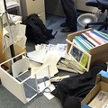 Toppled shelving after an earthquake, with a preliminary magnitude of 7.1, struck Japan's southern Kumamoto prefecture, according to the Japan Meteorological Agency, in Kumamoto, July 28, 2026. Kyodo/via REUTERS ATTENTION EDITORS - THIS IMAGE HAS BEE