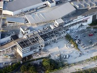 An aerial view shows the damaged Aeon Mall shopping centre after an earthquake with a preliminary magnitude of 7.1 struck Japan's southern Kumamoto prefecture, in Kashima Town, Kumamoto Prefecture, Japan, July 28, 2026. Kyodo/via REUTERS ATTENTION ED