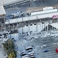 An aerial view shows the damaged Aeon Mall shopping centre, where, according to local media, an explosion occurred after an earthquake with a preliminary magnitude of 7.1 struck Japan's southern Kumamoto prefecture, in Kashima Town, Kumamoto Prefectu