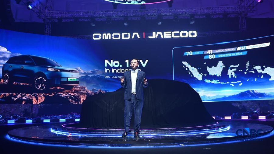 Peluncuran Jaecoo Omoda O4 EV di Indonesia di PIK 2, Tangerang, Senin (27/7/2026) malam. (CNBC Indonesia/Ferry Sandi)
