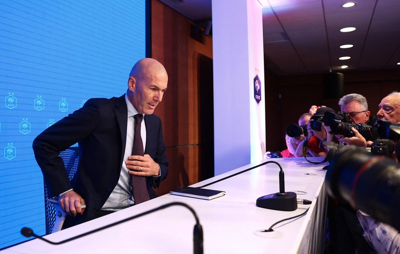 Soccer Football - French Football Federation unveil Zinedine Zidane as new head coach - French Federation Headquarters, Paris, France - July 28, 2026 Zinedine Zidane during the press conference as the new head coach of France senior men's football team REUTERS/Abdul Saboor