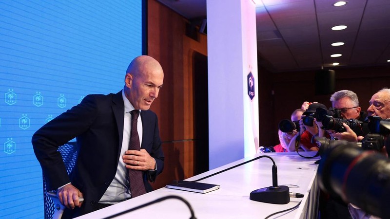 Soccer Football - French Football Federation unveil Zinedine Zidane as new head coach - French Federation Headquarters, Paris, France - July 28, 2026 Zinedine Zidane during the press conference as the new head coach of France senior men's football te