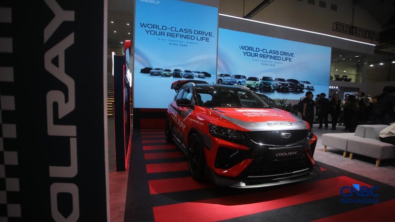 Geely Coolray ditampilkan dalam acara GIIAS 2026 di ICE BSD, Kabupaten Tangerang, Banten, Rabu (29/7/2026). (CNBC Indonesia/Faisal Rahman)