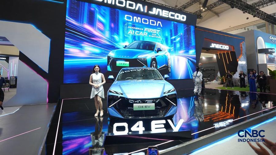 Jaecoo Indonesia resmi memperkenalkan Omoda O4 EV di ajang Gaikindo Indonesia International Auto Show (GIIAS) 2026. (CNBC Indonesia/Ferry Sandi)