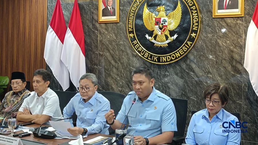 Konferensi pers terkait program MBG di kantor Kemenko Bidang Pangan, Jakarta, Rabu (29/7/2026). (CNBC Indonesia/Martyasari Rizky)
