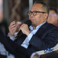 Ketua Forum Industri Nikel Indonesia (FINI), Arif Perdanakusumah saat memberikan pemaparan dalam acara Coffee Morning “Kupas Tuntas Dinamika Tata Kelola Industri Pertambangan Mineral” di Parle, Senayan, Jakarta, Kamis (30/7/2026). (CNBC Indonesia
