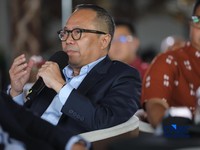Ketua Forum Industri Nikel Indonesia (FINI), Arif Perdanakusumah saat memberikan pemaparan dalam acara Coffee Morning “Kupas Tuntas Dinamika Tata Kelola Industri Pertambangan Mineral” di Parle, Senayan, Jakarta, Kamis (30/7/2026). (CNBC Indonesia