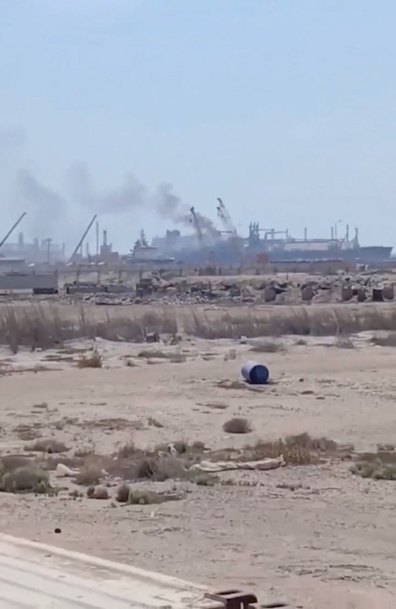 Water jets are fired at a gas tanker after a drone strike, maritime security firm Ambrey said, at Damietta port, Egypt, July 29, 2026, in this screengrab obtained from a social media video. SOCIAL MEDIA/via REUTERS  THIS IMAGE HAS BEEN SUPPLIED BY A THIRD PARTY. MANDATORY CREDIT. NO RESALES. NO ARCHIVES.  NEWS USE ONLY. BEST QUALITY AVAILABLE.  Verification line: Reuters was able to verify the location through the port infrastructure, storage tanks, and ship-tracking data, which matched archive and satellite imagery. The identity of the vessel was confirmed as ENERGOS WINTER (IMO: 9256614) based on the mast, hull, and foredeck, which matched archive imagery. The date was confirmed through corroborating media reports, and Egypt's Petroleum Ministry confirmed a fire at the port. No older versions of the videos were found posted online before July 29.