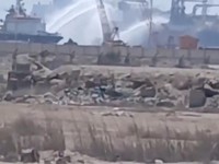 Water jets are fired at a gas tanker after a drone strike, maritime security firm Ambrey said, at Damietta port, Egypt, July 29, 2026, in this screengrab obtained from a social media video. SOCIAL MEDIA/via REUTERS  THIS IMAGE HAS BEEN SUPPLIED BY A