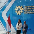 Menteri Perlindungan Pekerja Migran Indonesia (P2MI) Mukhtarudin baru saja melakukan pertemuan dengan Menteri Ekonomi dan Inovasi Albania, Delina Ibrahimaj pada Kamis (30/7/2026). (CNBC Indonesia/Novina Putri Bestari)