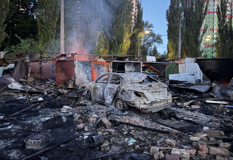 Smoke rises in the city during a Russian missile strike, amid Russia's attack on Ukraine, in Kyiv, Ukraine July 30, 2026. REUTERS/Gleb Garanich     TPX IMAGES OF THE DAY