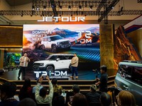 Jetour merilis T2 i-DM  pada penyelenggaraan Gaikindo Indonesia International Auto Show (GIIAS) 2026. (CNBC Indonesia/Ferry Sandi)