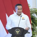 Ketua Umum Kamar Dagang dan Industri Inonesia (KADIN), Anindya Novyan Bakrie menyampaikan pemaparan saat melakukan pertemuan Pengusaha KADIN Pusat dan Daerah Seluruh Indonesia bersama Presiden Prabowo Subianto di Istana Merdeka, Jakarta, Jumat (31/7/