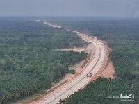 Proyek pembangunan Tol Betung-Jambi Seksi 1B. (Dok. Hutama Karya Infrastruktur)