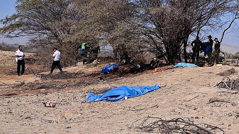 Authorities work in the area where a small aircraft carrying tourists from Germany, Italy and Spain crashed as it flew over the Nazca Lines archaeological site, in Nazca, Peru August 1, 2026. REUTERS/Elvis Comasongo