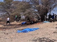 Authorities work in the area where a small aircraft carrying tourists from Germany, Italy and Spain crashed as it flew over the Nazca Lines archaeological site, in Nazca, Peru August 1, 2026. REUTERS/Elvis Comasongo