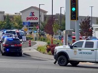 A vehicle behind yellow tape at the site of a fatal shooting incident in Twin Falls, Idaho, U.S., August 1, 2026, in this still image obtained from a video. (ABC AFFILIATE KIVI/Handout via REUTERS)