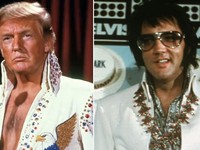 Donald Trump dan Elvis Presley bauatan (AI). (Istimewa)