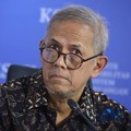 Ketua Dewan Komisioner LPS, Anggito Abimanyu saat Konferensi Pers Hasil Rapat Berskla KSSK III Tahun 2016 di Jakarta, Senin (3/8/2026). (CNBC Indonesia/Faisal Rahman)