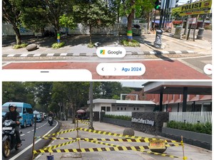 Before-After Trotoar Depan Lapangan Padel Bandung Lokasi 10 Pohon Ditebang