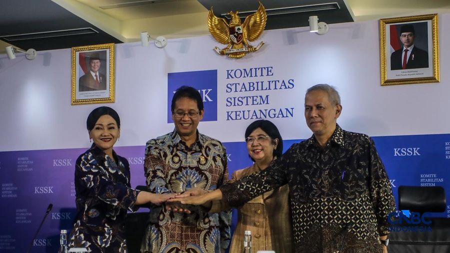 Konferensi Pers Hasil Rapat Berskla KSSK III Tahun 2016 di Jakarta, Senin (3/8/2026). (CNBC Indonesia/Faisal Rahman)