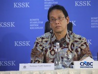 Menteri Keuangan, Purbaya Yudhi Sadewa saat Konferensi Pers Hasil Rapat Berskla KSSK III Tahun 2016 di Jakarta, Senin (3/8/2026). (CNBC Indonesia/Faisal Rahman)