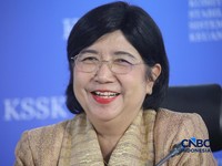 Pjs Gubernur Bank Indonesia, Destry Damayanti saat Konferensi Pers Hasil Rapat Berskla KSSK III Tahun 2016 di Jakarta, Senin (3/8/2026). (CNBC Indonesia/Faisal Rahman)
