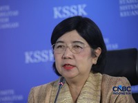 Pjs Gubernur Bank Indonesia, Destry Damayanti saat Konferensi Pers Hasil Rapat Berskla KSSK III Tahun 2016 di Jakarta, Senin (3/8/2026). (CNBC Indonesia/Faisal Rahman)