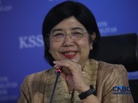 Pjs Gubernur Bank Indonesia, Destry Damayanti saat Konferensi Pers Hasil Rapat Berskla KSSK III Tahun 2016 di Jakarta, Senin (3/8/2026). (CNBC Indonesia/Faisal Rahman)