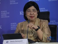 Pjs Gubernur Bank Indonesia, Destry Damayanti saat Konferensi Pers Hasil Rapat Berskla KSSK III Tahun 2016 di Jakarta, Senin (3/8/2026). (CNBC Indonesia/Faisal Rahman)