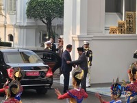 Upacara penyambutan kenegaraan kunjungan Perdana Menteri Thailand Anutin Charnvirakul digelar di Istana Merdeka, Jakarta Pusat, hari ini, Senin (3/8/2026). (CNBC Indonesia/Emir Yanwardhana)