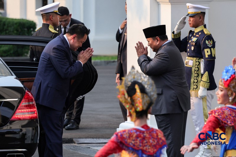 Upacara penyambutan kenegaraan kunjungan Perdana Menteri Thailand Anutin Charnvirakul digelar di Istana Merdeka, Jakarta Pusat, Senin (3/8/2026). (REUTERS/Willy Kurniawan)