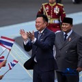 Upacara penyambutan kenegaraan kunjungan Perdana Menteri Thailand Anutin Charnvirakul digelar di Istana Merdeka, Jakarta Pusat, Senin (3/8/2026). (REUTERS/Willy Kurniawan)