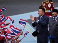 Upacara penyambutan kenegaraan kunjungan Perdana Menteri Thailand Anutin Charnvirakul digelar di Istana Merdeka, Jakarta Pusat, Senin (3/8/2026). (REUTERS/Willy Kurniawan)