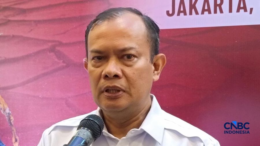 Kepala BMKG Teuku Faisal Fathani saat menyampaikan paparannya di acara Dialog Nasional Kementerian PPN/Bappenas, Jakarta, Selasa (4/8/2026). (CNBC Indonesia/Martyasari Rizky)
