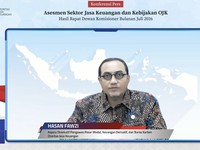 Kepala Eksekutif Pengawas Inovasi Teknologi Sektor Keuangan, Aset Keuangan Digital, dan Aset Kripto, Hasan Fawzi saat Konferensi Pers Asesmen Sektor Jasa Keuangan dan Kebijakan OJK Hasil RDKB Bulan Juli 2026. (Tangkapan layar Youtube OJK)