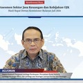 Kepala Eksekutif Pengawas Lembaga Pembiayaan, Perusahaan Modal Ventura, Lembaga Keuangan Mikro, dan Lembaga Jasa Keuangan, Agusman saat Konferensi Pers Asesmen Sektor Jasa Keuangan dan Kebijakan OJK Hasil RDKB Bulan Juli 2026. (Tangkapan layar Youtub