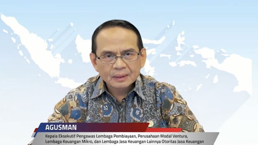 Kepala Eksekutif Pengawas Lembaga Pembiayaan, Perusahaan Modal Ventura, Lembaga Keuangan Mikro, dan Lembaga Jasa Keuangan, Agusman saat Konferensi Pers Asesmen Sektor Jasa Keuangan dan Kebijakan OJK Hasil RDKB Bulan Juli 2026. (Tangkapan layar Youtub