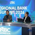 Direktur Utama Bank Jakarta, Agus Haryoto Widodo saat menyampaikan pemaparan dalam acara Regional Bank Summit 2026 di Jakarta, Rabu (5/8/2026). (CNBC Indonesia/Muhammad Sabki)