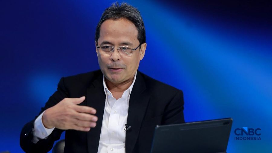Direktur Utama Bank Jakarta, Agus Haryoto Widodo saat menyampaikan pemaparan dalam acara Regional Bank Summit 2026 di Jakarta, Rabu (5/8/2026). (CNBC Indonesia/Muhammad Sabki)