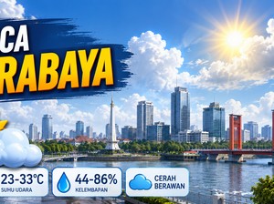 Cuaca Surabaya Hari Ini, Berawan tapi Suhu Capai 34 Derajat Celsius