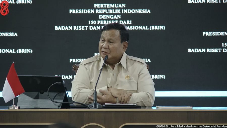 Pertemuan Presiden RI dengan 150 Periset dari Badan Riset dan Inovasi Nasional, 6 Agustus 2026. (Tangkapan layar youtube Setpres RI)