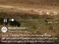 Letupan lumpur di Oro-oro Kesongo Desa Gabusan, Kecamatan Jati, Blora, Jumat (7/8/2026).