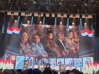 Prabowo Subianto hadir dalam peluncuran buku Bahlil Lahadalia di Jakarta, Jumat (7/8/2026). (CNBC Indonesia/Verda Nano)