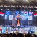 Presiden Prabowo Subianto memberikan sambutan pada acara Peluncuran dan Beda Buku Bahlil Lahadalia di Djakarta Theatre, Jakarta, Jumat (7/8/2026). (CNBC Indonesia/Verda Nano)