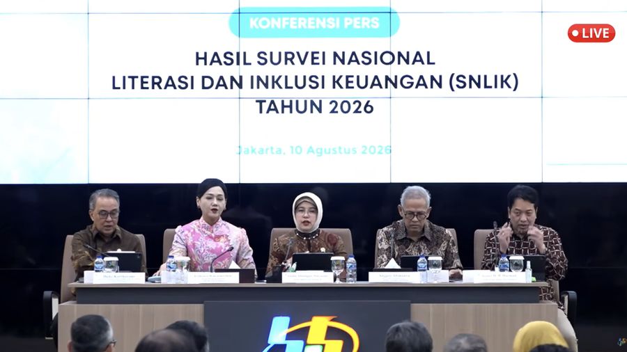 Konferensi pers hasil Survei Nasional Literasi dan Inklusi Keuangan (SNLIK) Tahun 2026. (Dok. BPS)